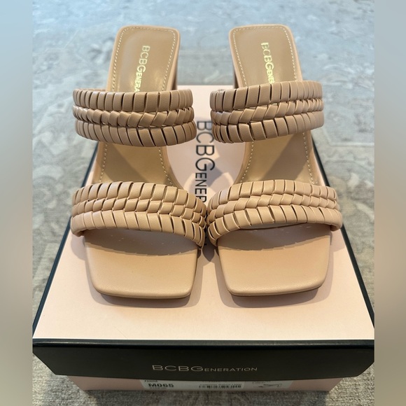BCBGeneration Shoes - NWT BCBGeneration Braided Nude Heeled Sandals